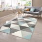 Preview: Teppich mit Dreieck Muster in Blau Grau Creme