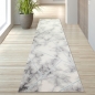 Preview: Designer Teppich Marmormuster blau grau creme