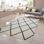 Preview: Skandinavischer Teppich Rautenmuster creme schwarz