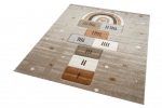 Preview: Kinderteppich Sternen Hüpfspiel beige braun grau