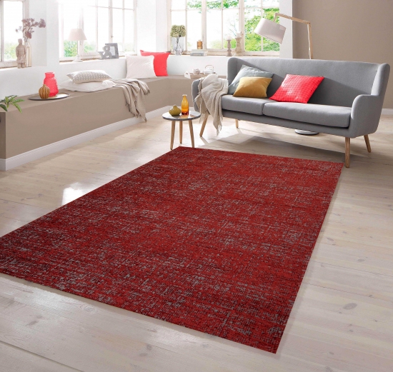 Teppich Kurzflor in rot grau