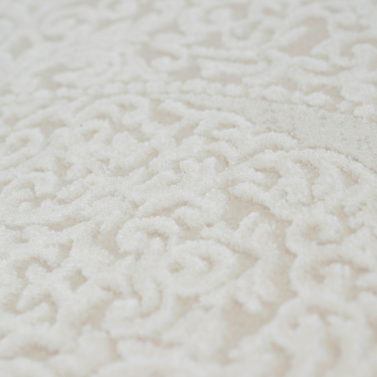 Preview: Teppich mit Fransen in weiss