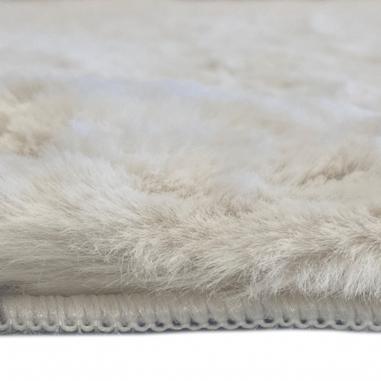 Preview: Weicher runder Teppich aus Kunst-Hasenfell in creme