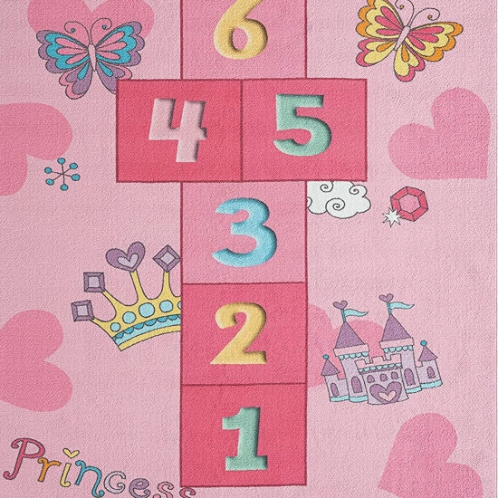 Preview: Prinzessinnen Hüpfspielteppich mit Herzen in pink