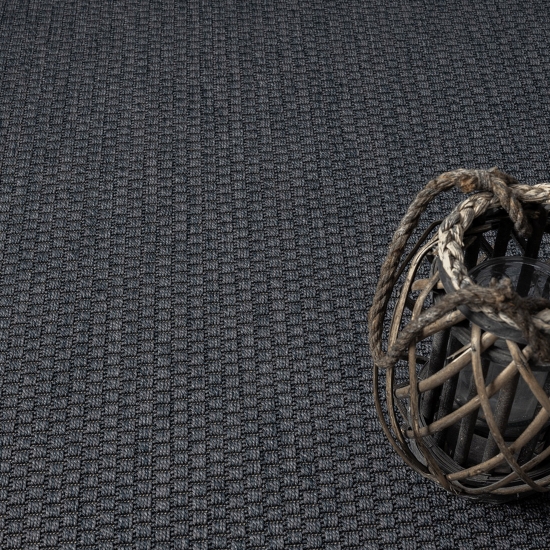 Preview: Stabiler In- und Outdoor-Teppich mit 3d-Effekt und schlichtem Muster | anthrazit blau