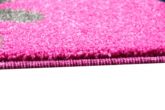 Preview: Kinderteppich Schmetterling Design Pink Türkis Grau Grün Creme