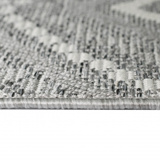 Preview: In- & Outdoor Teppich Sisal Optik Rauten Muster graufarben