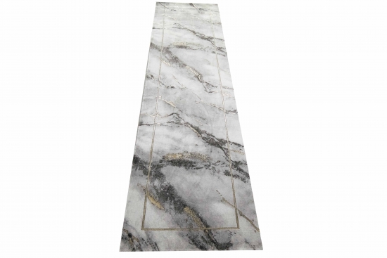 Preview: Teppich Wohnzimmer Marmor Optik in grau gold