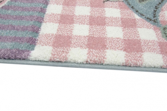 Preview: Kinderteppich Karo Design Pastell Bunt