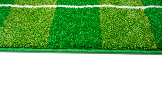 Preview: Kinderteppich Fußball Teppich in Grün Hellgrün Schwarz Weiss