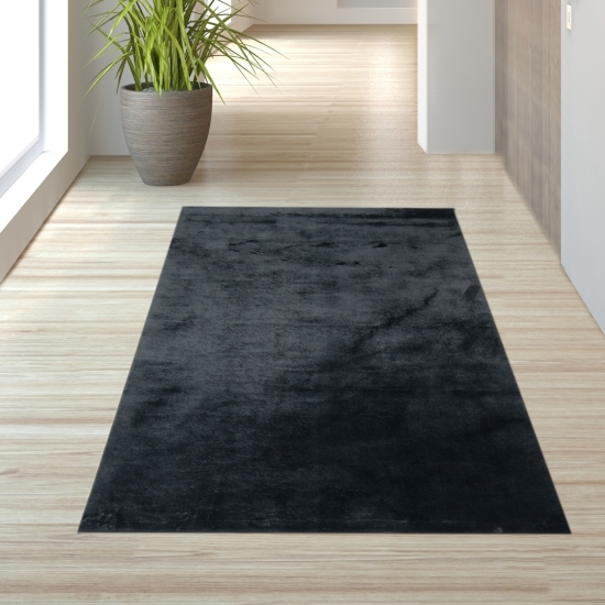 Preview: Teppich Shaggy  Flokati in schwarz