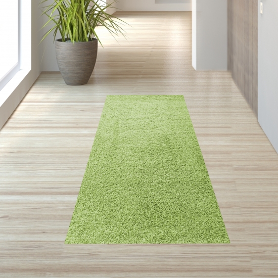 Preview: Shaggy Teppich in Uni Design Grün