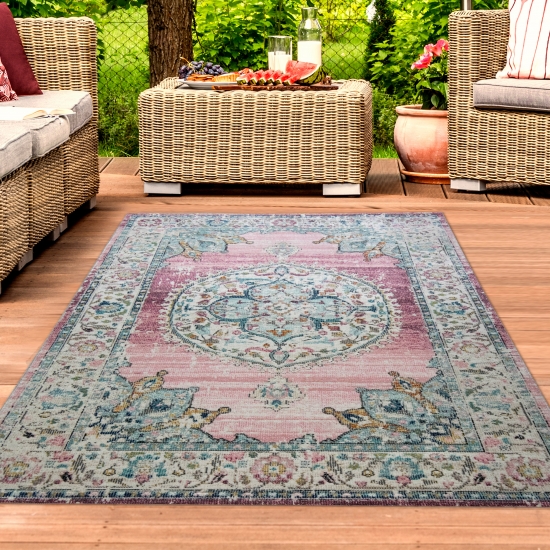 Preview: Teppich Orient Outdoor Vintage in rosa