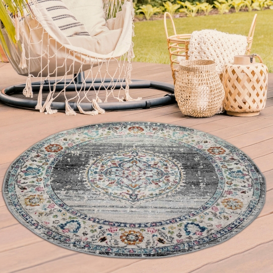 Preview: Teppich Orient Outdoor Vintage in grau blau