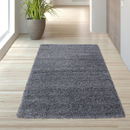 Preview: Shaggy Teppich Uni Design Grau