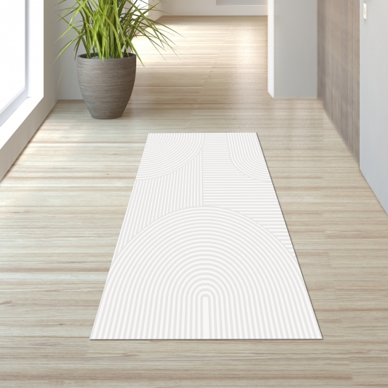 Preview: Kurzflor Teppich mit Bogen Muster in Creme