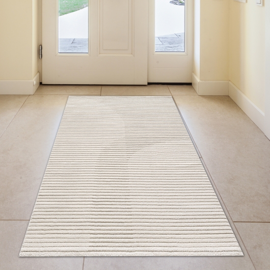 Preview: Kurzflor-Teppich tiefe streifen Muster