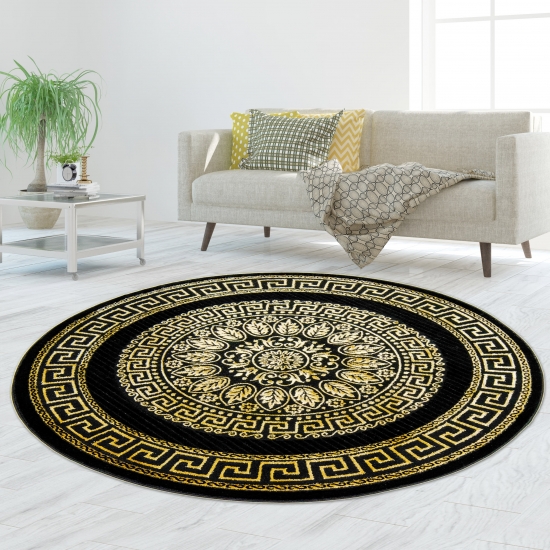 Preview: Teppich Modern Muster in schwarz gold