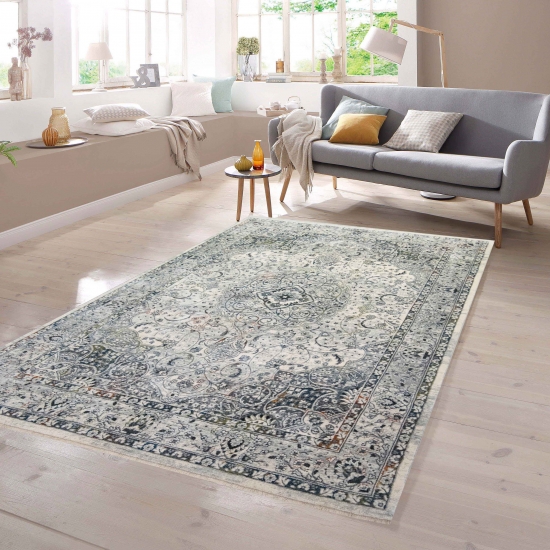 Wohnzimmerteppich Vintage im Orient muster in grau beige