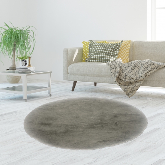 RUNDER Teppich Kunst-Hasenfell 