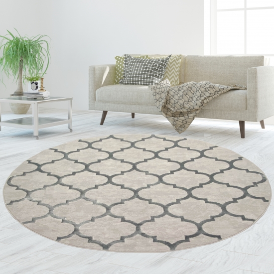 Preview: Wohnzimmerteppich Vintage Marokkanisches Muster in Grau