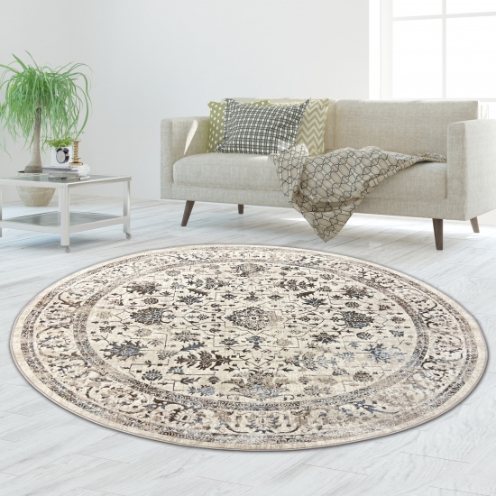 Preview: Orientteppich mit pflanzlichen Verzierungen & Ornamenten in creme