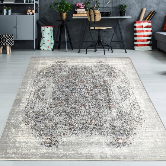 Abstrakter Teppich in orange grau