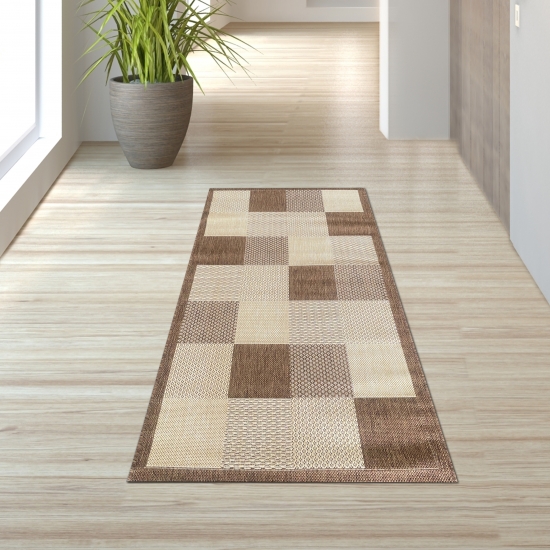 Outdoor und Küchen Teppich: Beige-brauner läufer passend für  Innen- und Außenraum