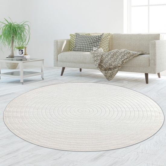 Preview: Waschbarer In- & Outdoor Teppich | Rund in creme