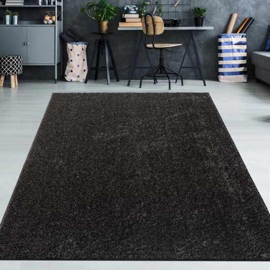 Flauschiger Shaggy Teppich • glamourös • in anthrazit