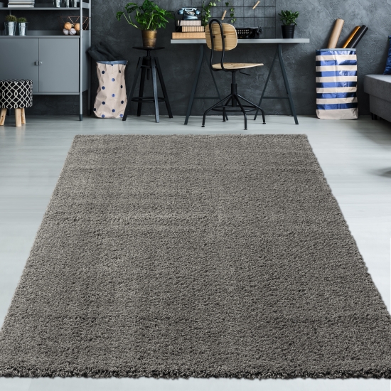 Gemütlicher Designerteppich Gästezimmer einfarbig anthrazit