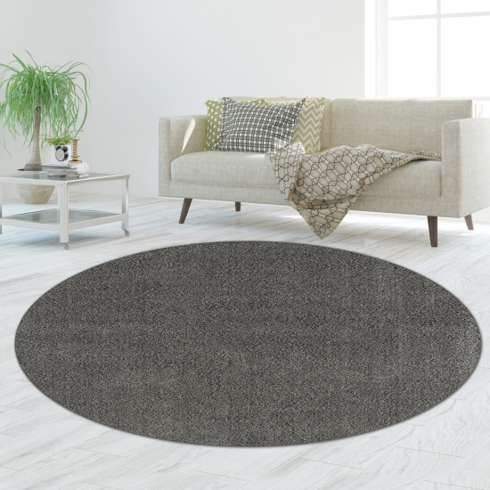 Preview: Designerteppich Schlafzimmer einfarbig anthrazit