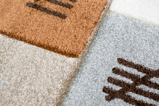 Preview: Kinderteppich Sternen Hüpfspiel beige braun grau