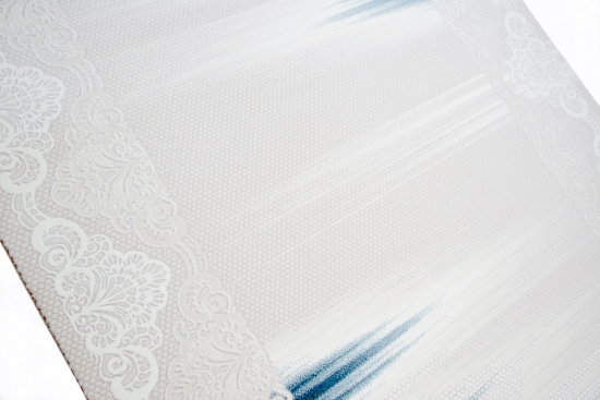 Preview: Designer Teppich mit Bordüre Ornamente in Türkis Creme Beige Braun