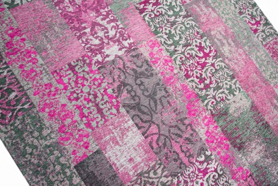 Preview: Moderner Teppich mit Karo Muster in Pink Grau Lila