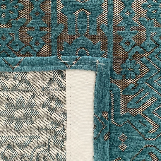 Marokkanischer Teppich blau goldene Ornamenten