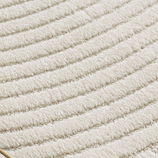 Preview: Kurzflor Teppich mit Bogen Muster in Creme