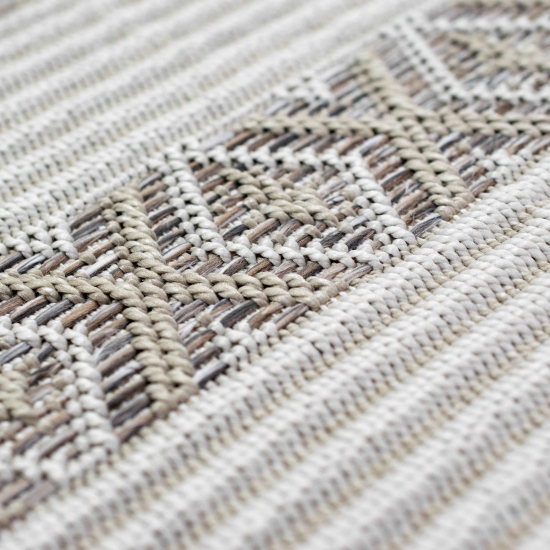 Preview: In- & Outdoor Teppich Sisal Optik Rautenmuster – beigefarben
