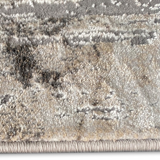 Marmor Fliesenoptik Wohnzimmerteppich mit Bordüre in Gold