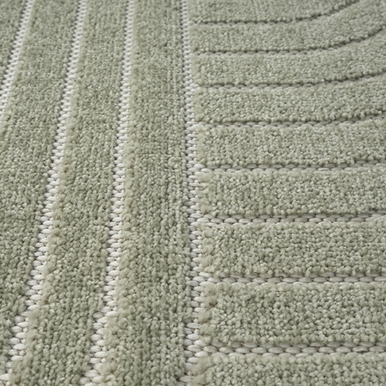 Preview: Moderner In- und Outdoor Teppich mit Bogen Muster in grün