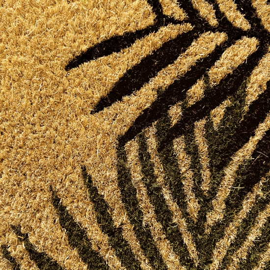 Preview: Exotischer Schuhabstreifer mit Palmenblättern in grün