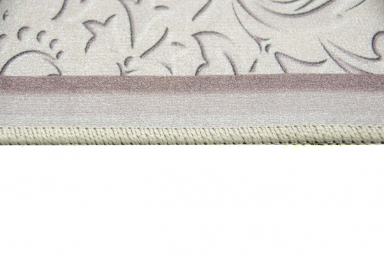 Preview: Print Teppich waschbar mit Blumen in Lila Creme Beige