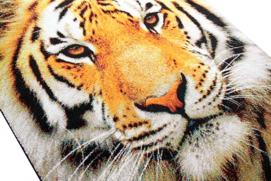 Preview: Designer Teppich Tiger Orange Creme Schwarz