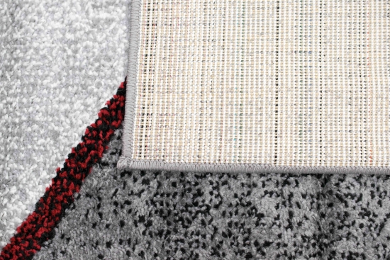 Teppich Wellen Design in rot grau anthrazit