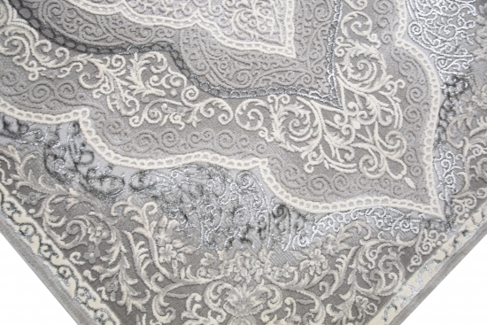 Preview: Designer Teppich Orient in Grau Silber Beige