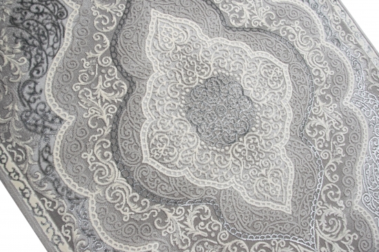 Preview: Designer Teppich Orient in Grau Silber Beige