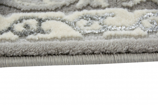 Designer Teppich Orient in Grau Silber Beige