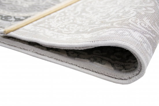 Designer Teppich Orient in Grau Silber Beige