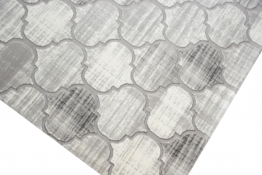 Preview: Designer Teppich Marokkanisches Muster in Grau Beige