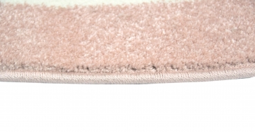 Preview: Kinderteppich rund mit Stern in Rosa Grau Weiss